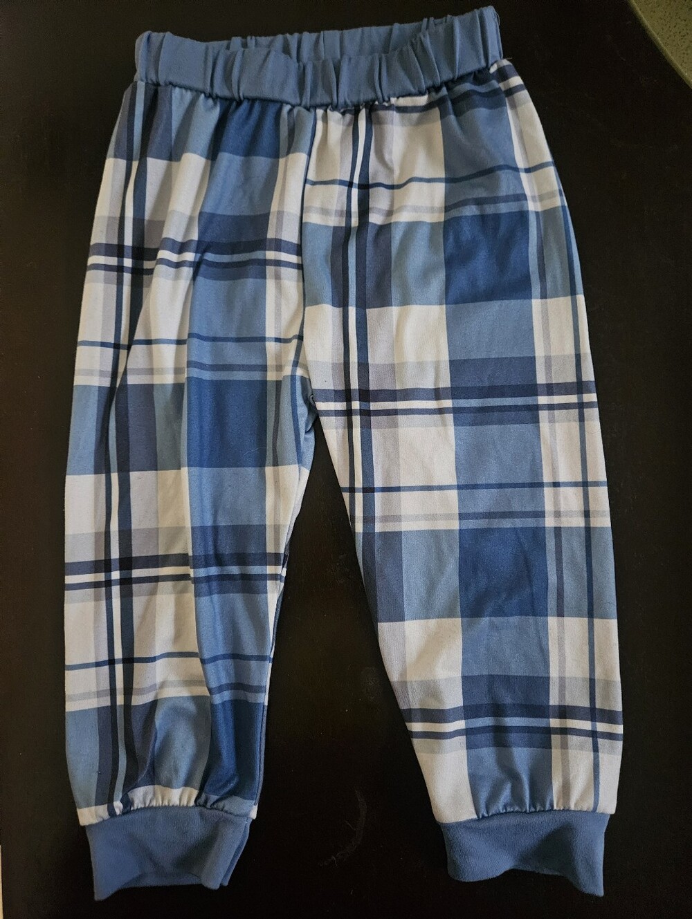 SHEIN Blue & White Plaid Kids Pajama Bottoms